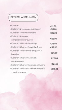 Pink Watercolor Beauty Salon Price List